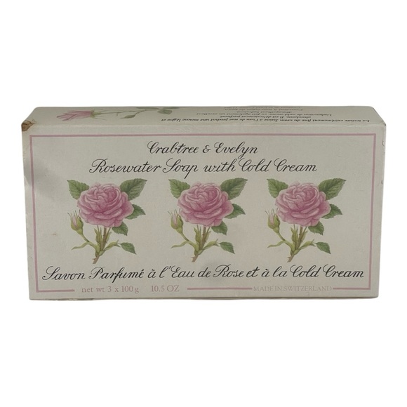 Vintage Crabtree & Evelyn Rosewater Soap With Cold Cream 3.5 oz Three Pack New - Picture 1 of 6
